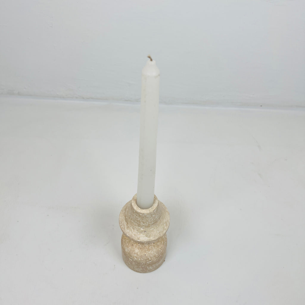 Cone Head Dumbbell Bottom Travertine Candle Stand