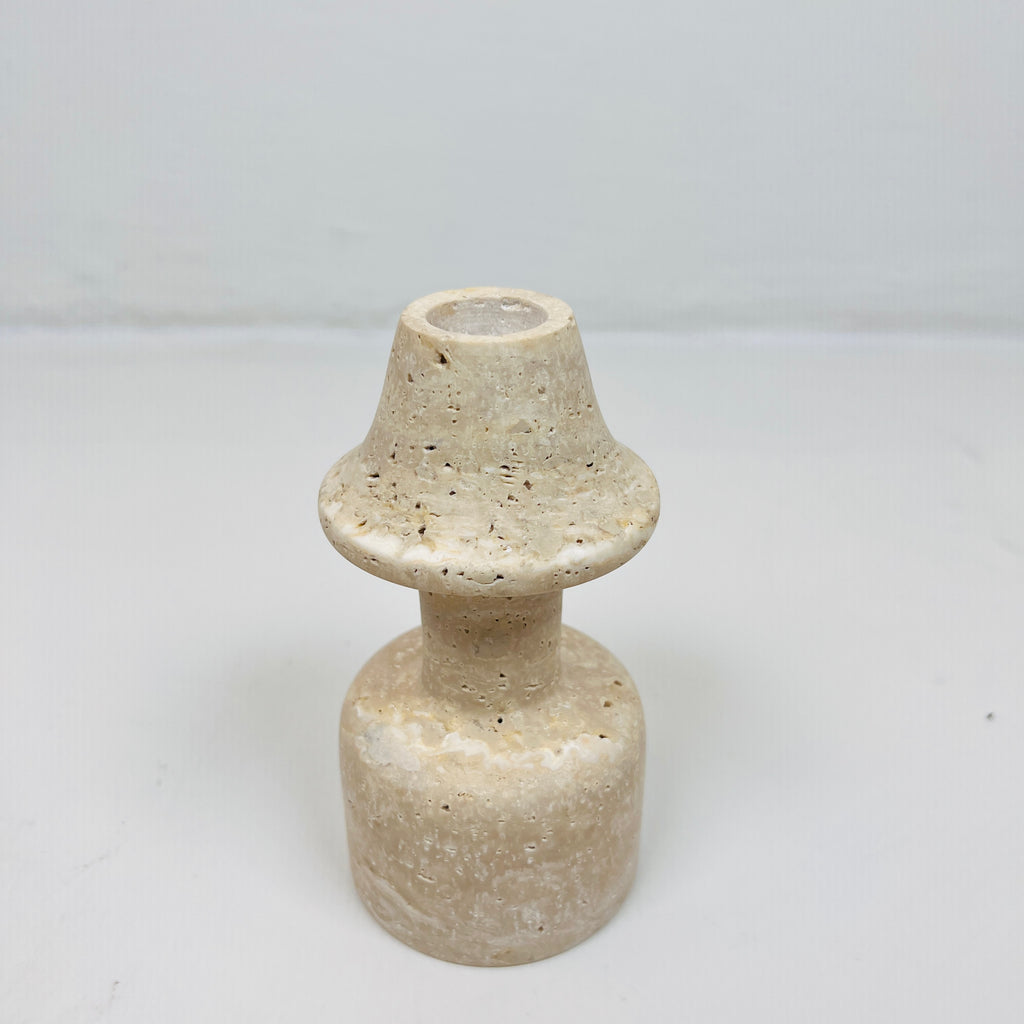 Cone Head Dumbbell Bottom Travertine Candle Stand