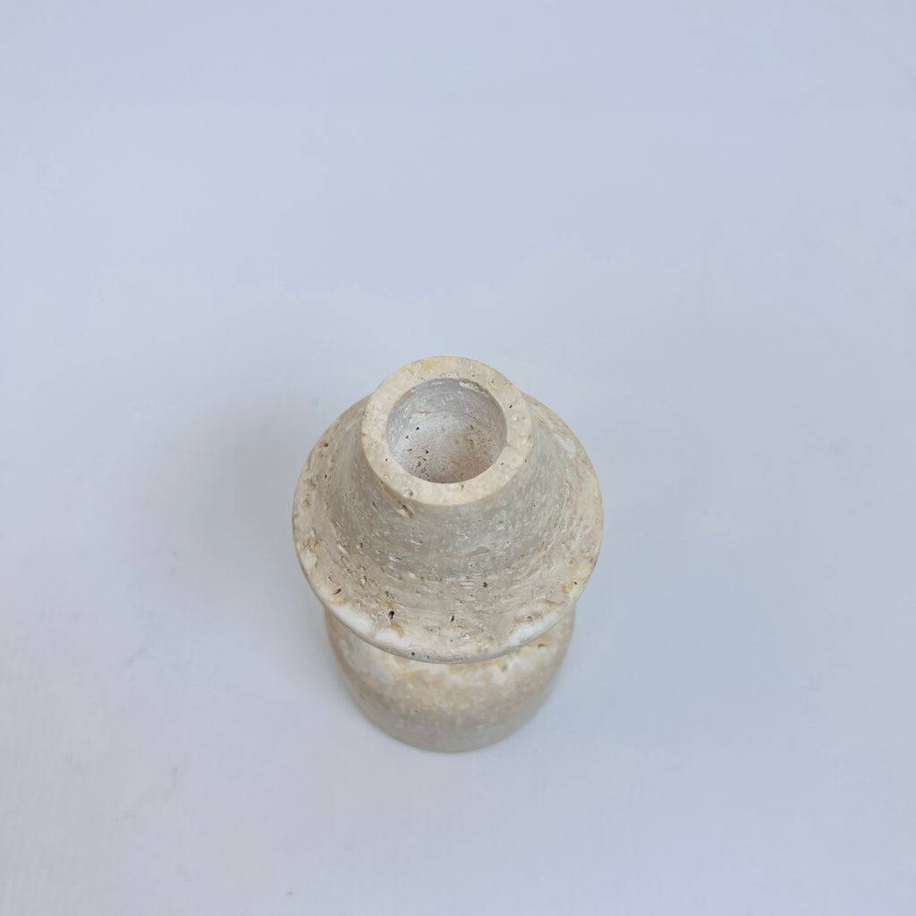 Cone Head Dumbbell Bottom Travertine Candle Stand