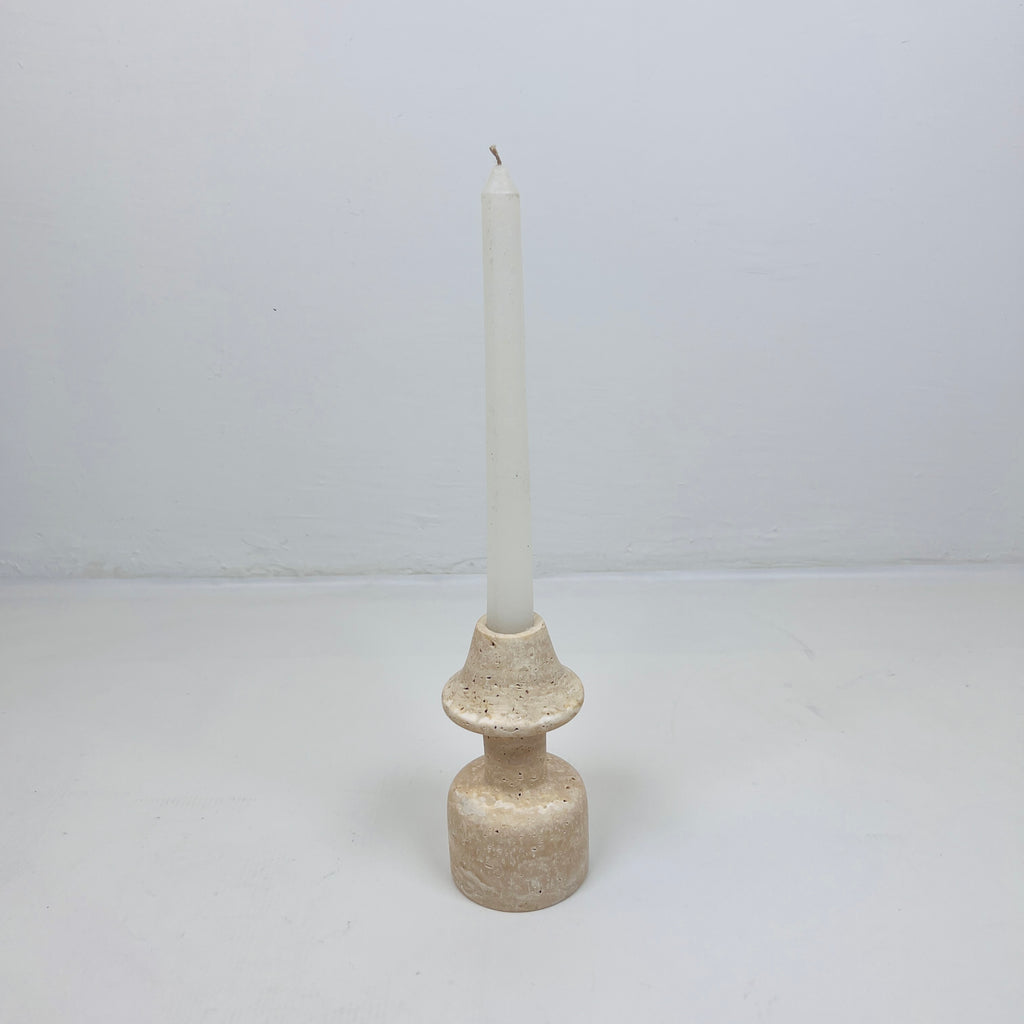 Cone Head Dumbbell Bottom Travertine Candle Stand