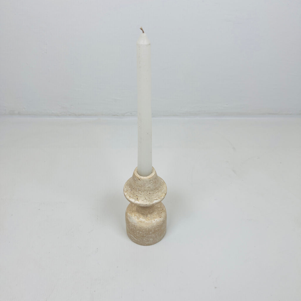 Cone Head Dumbbell Bottom Travertine Candle Stand