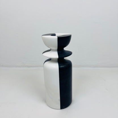 Collared Candle Stand - Black & White