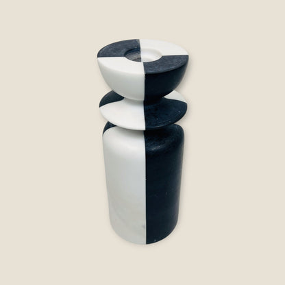 Collared Candle Stand - Black & White