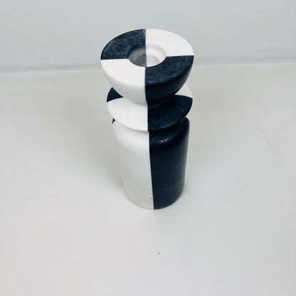 Collared Candle Stand - Black & White
