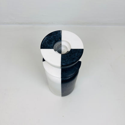 Collared Candle Stand - Black & White