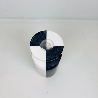 Collared Candle Stand - Black & White
