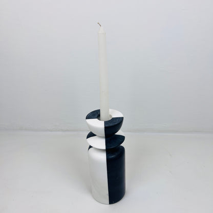Collared Candle Stand - Black & White