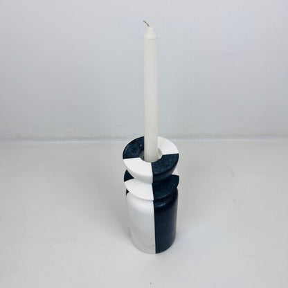 Collared Candle Stand - Black & White