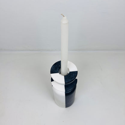 Collared Candle Stand - Black & White