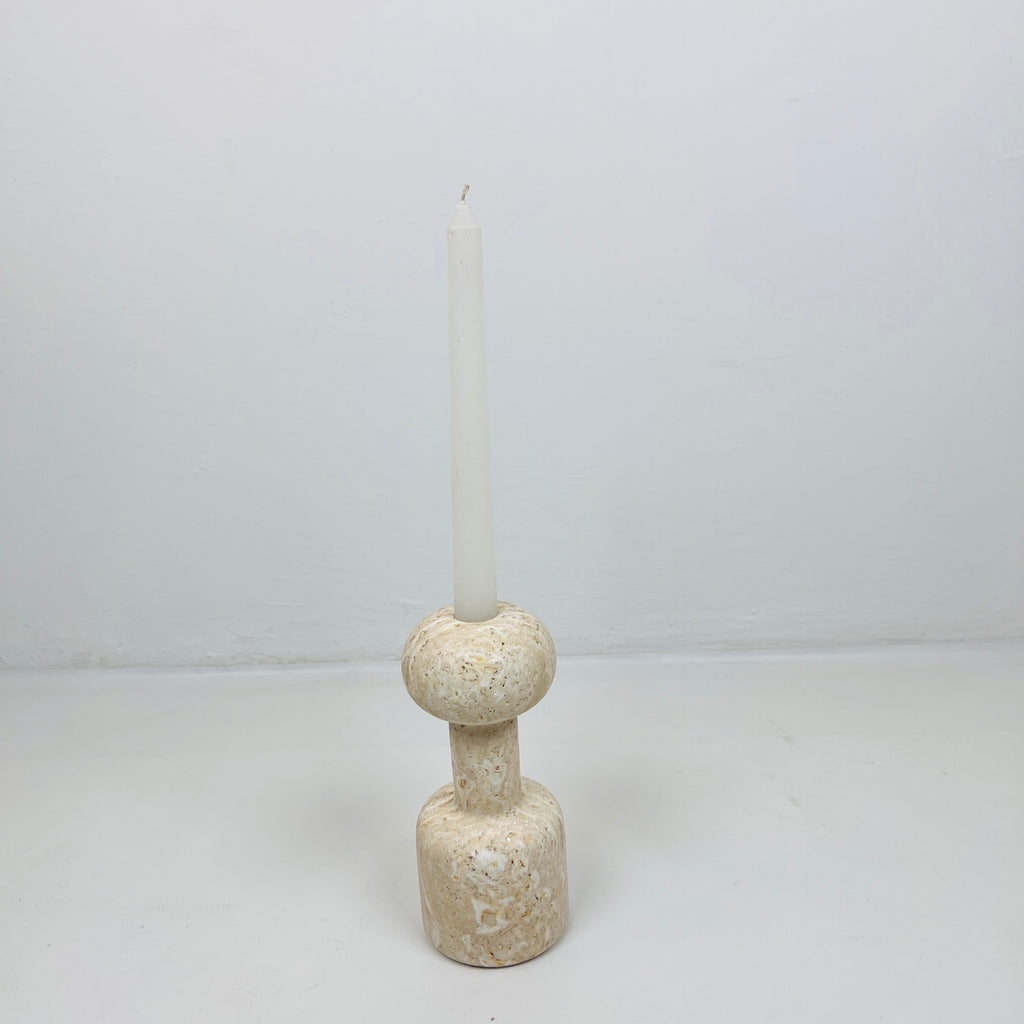 Dumbbell Travertine Candle Stand