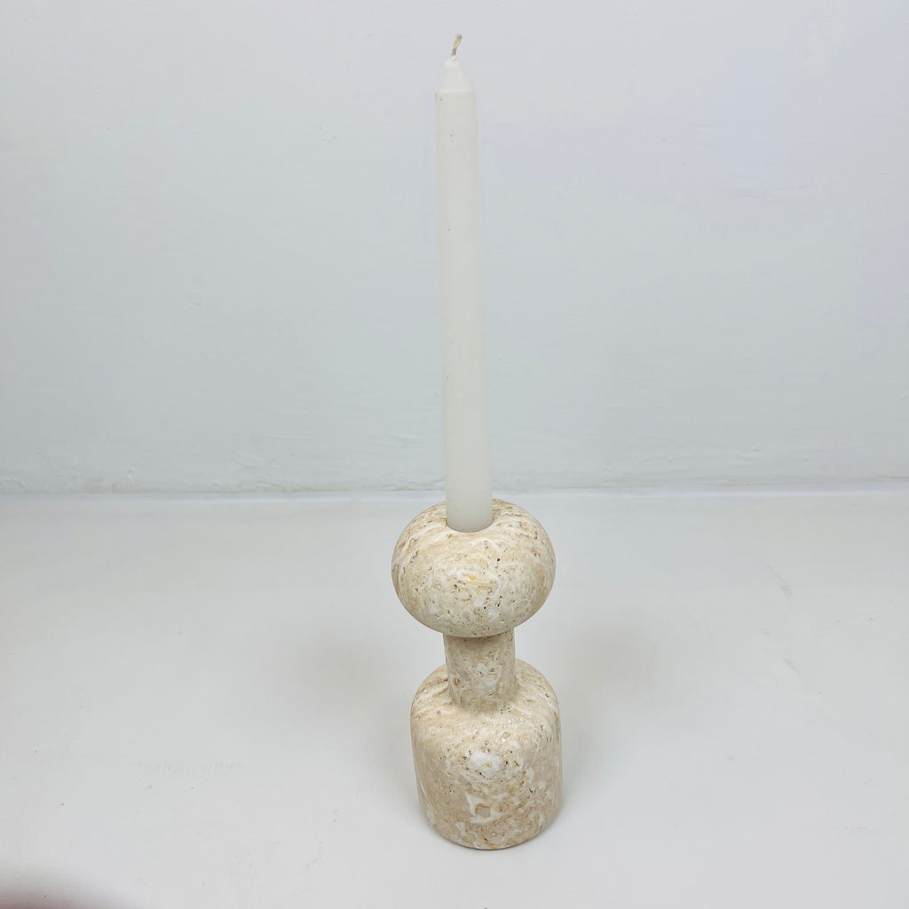 Dumbbell Travertine Candle Stand