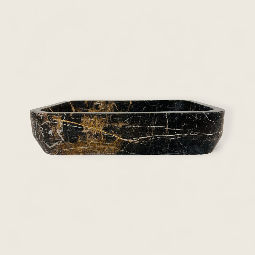 Gold Marked Noir Stone Basin