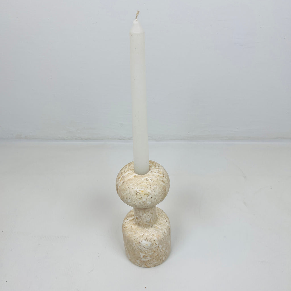 Dumbbell Travertine Candle Stand