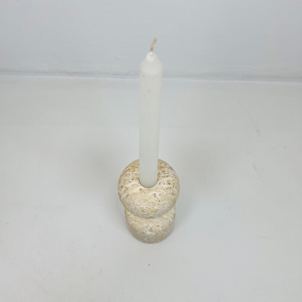 Dumbbell Travertine Candle Stand