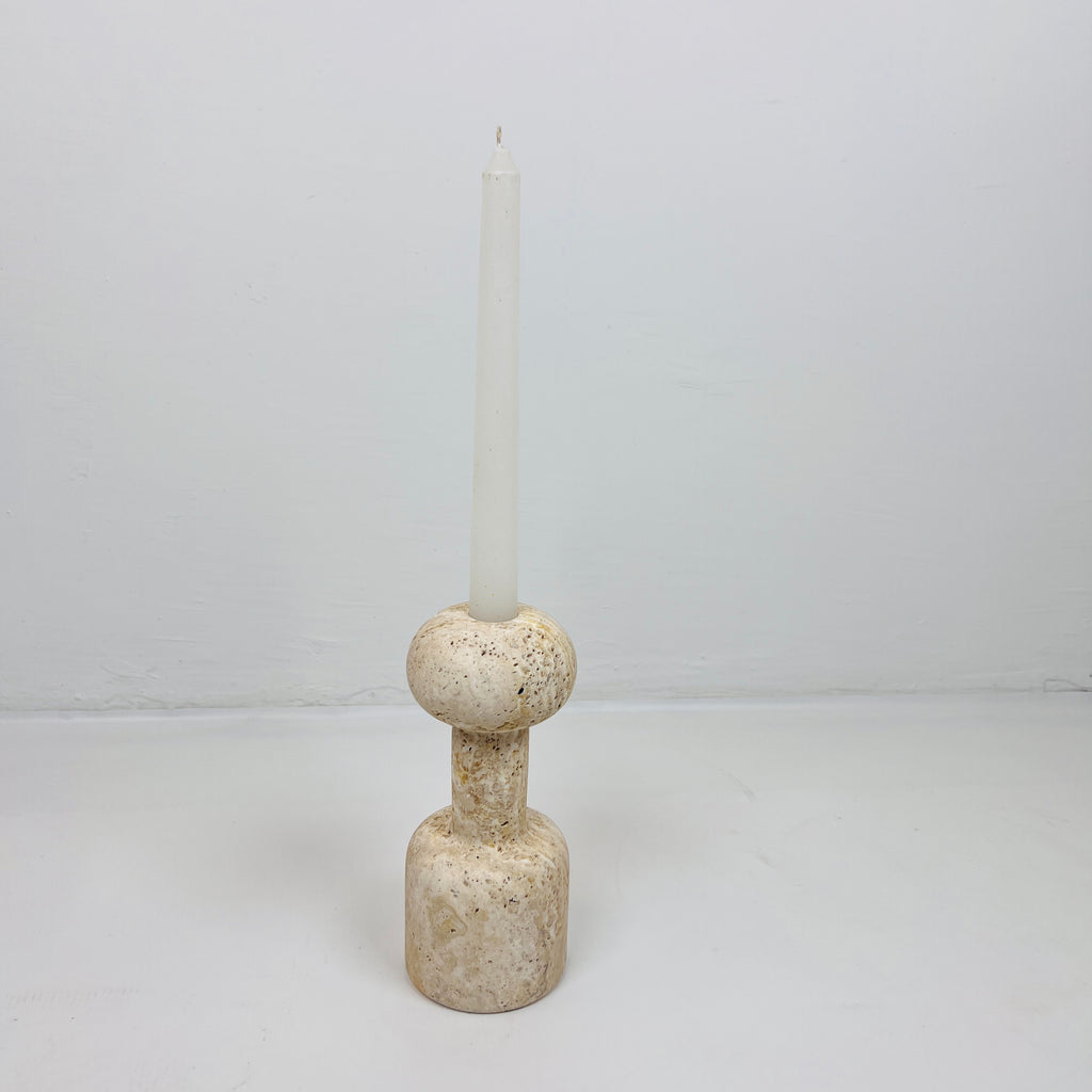 Dumbbell Travertine Candle Stand