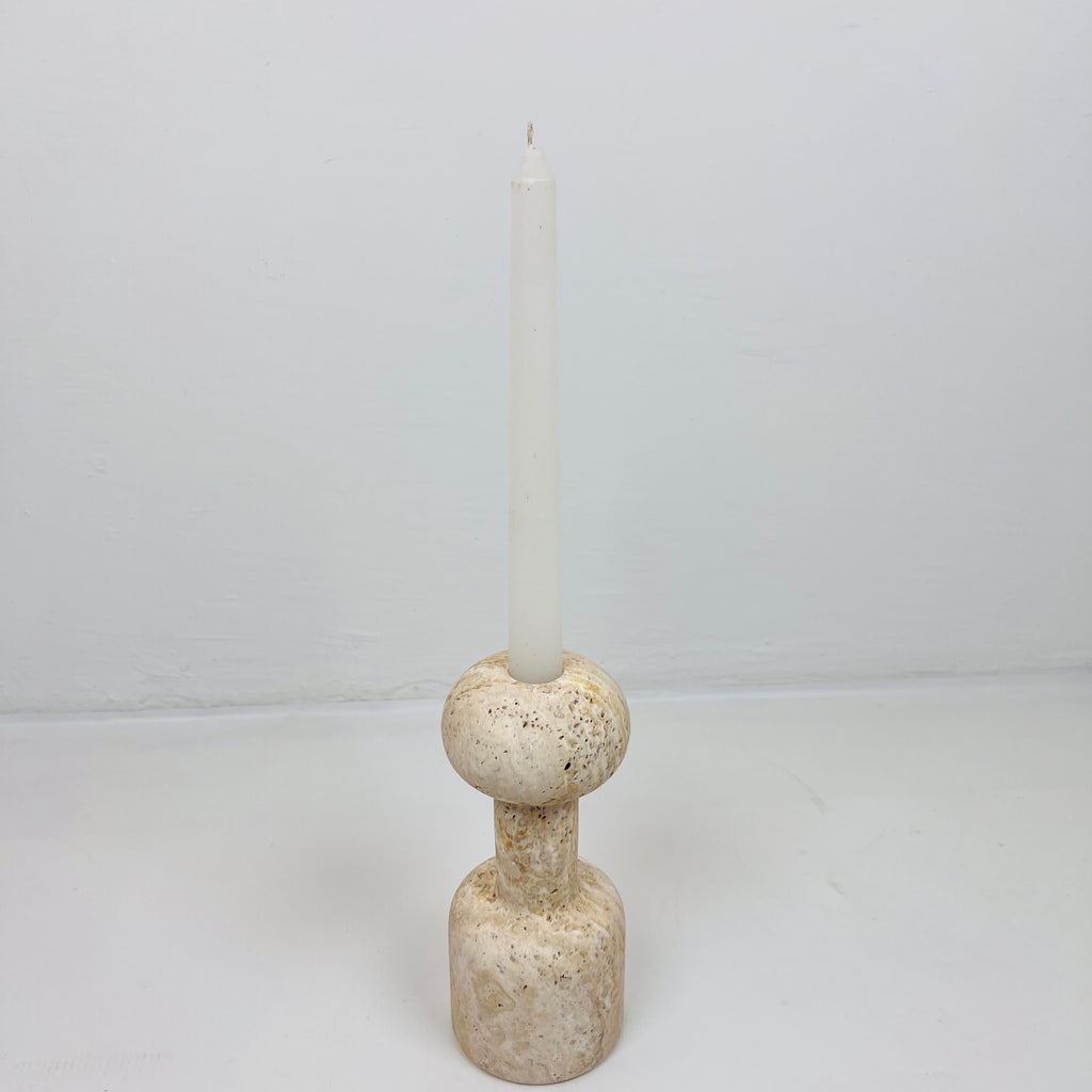 Dumbbell Travertine Candle Stand