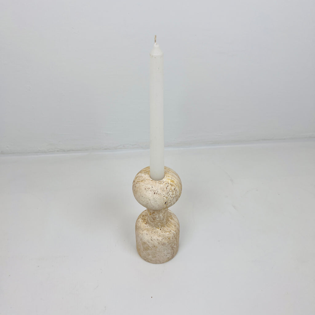 Dumbbell Travertine Candle Stand