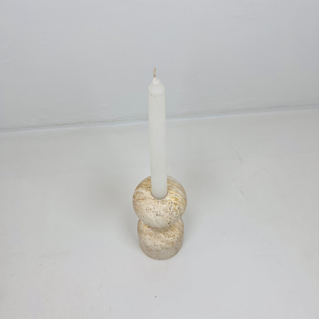 Dumbbell Travertine Candle Stand