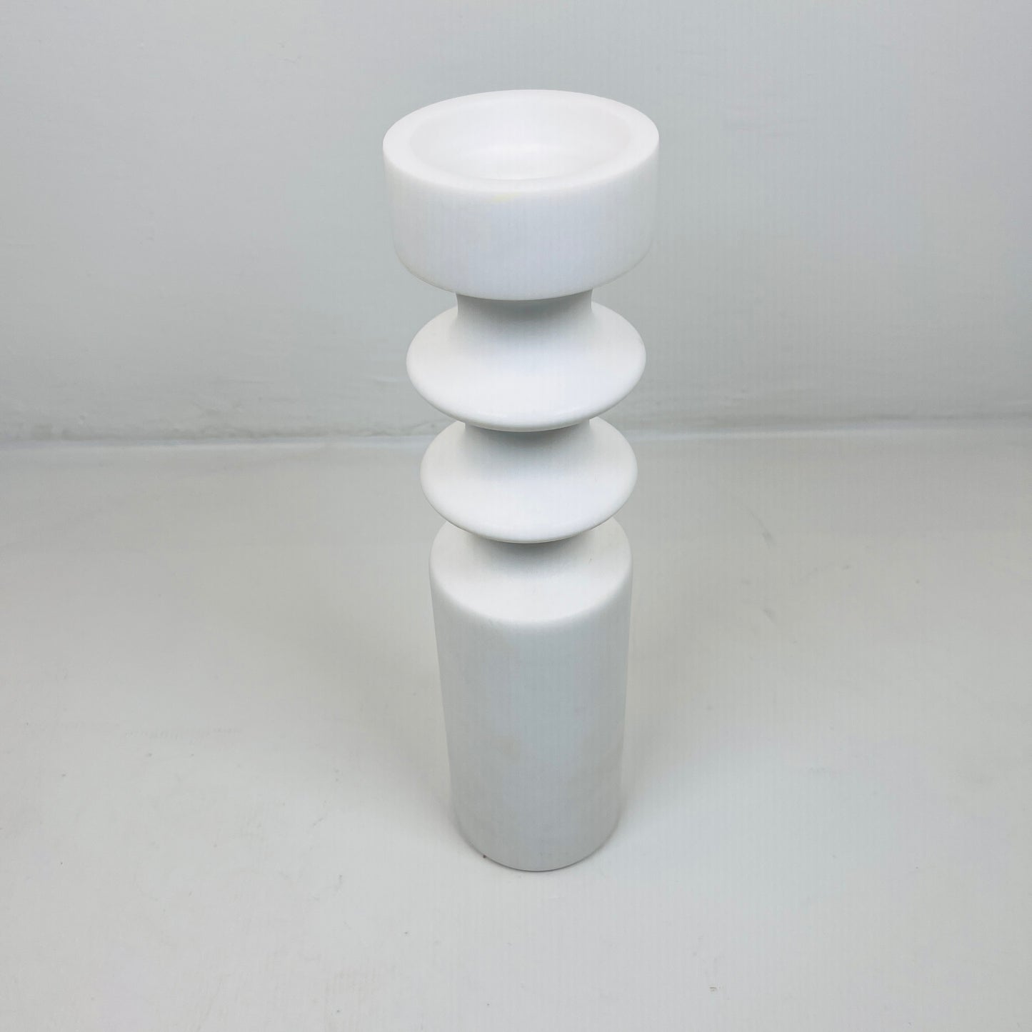 Dual Ringed Candle Stand - White