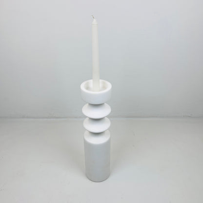 Dual Ringed Candle Stand - White