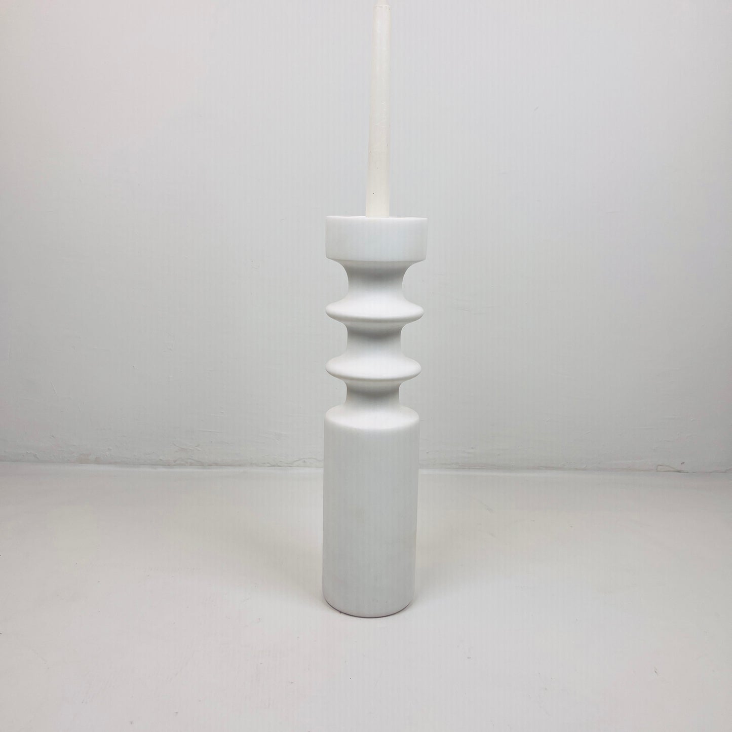 Dual Ringed Candle Stand - White