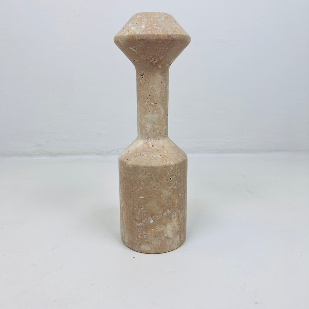 Long Bottled Light Red Travertine Candle Stand