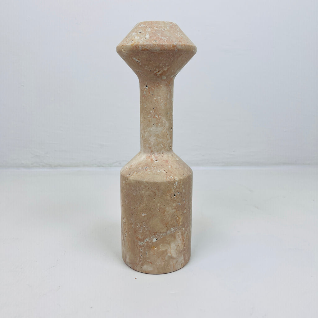 Long Bottled Light Red Travertine Candle Stand