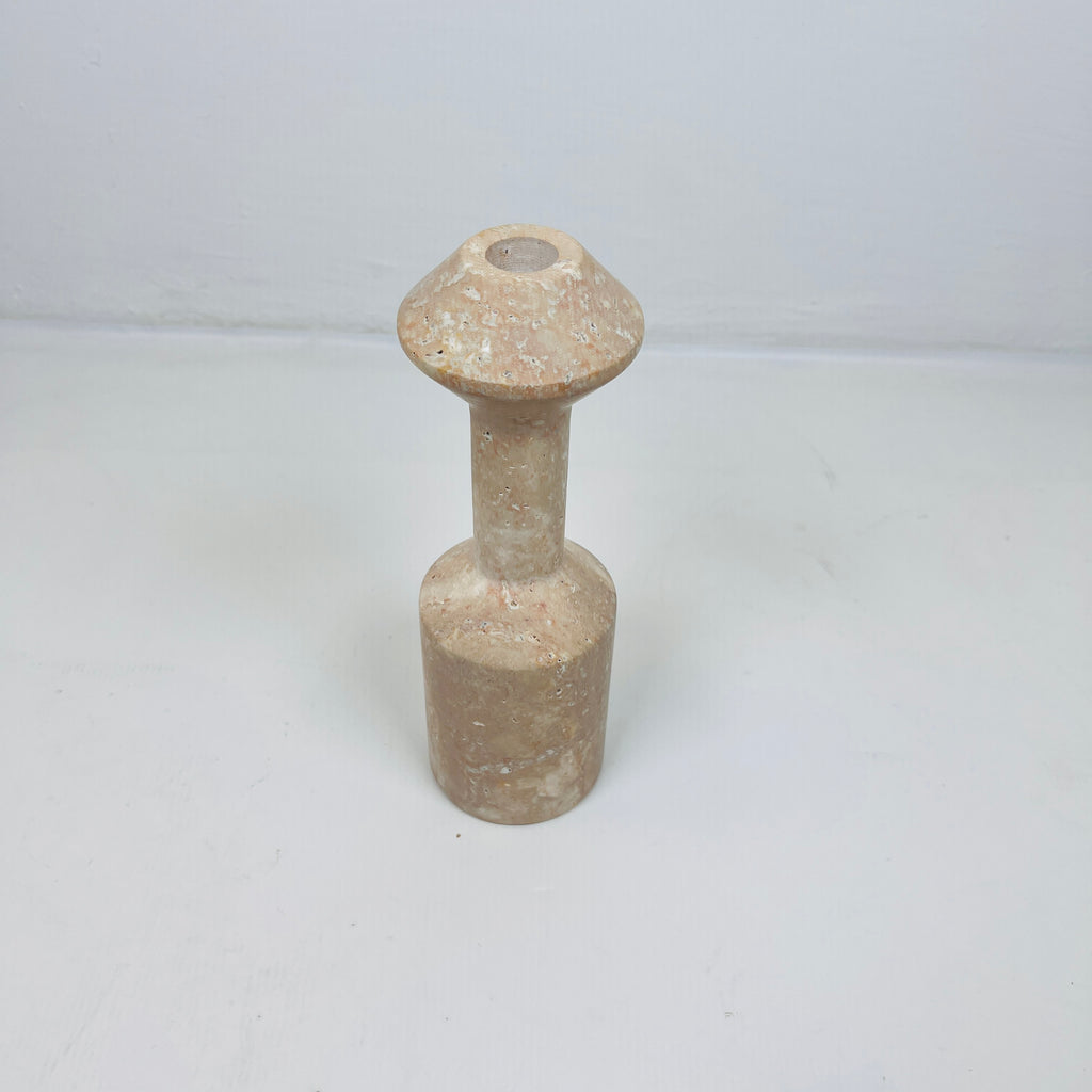 Long Bottled Light Red Travertine Candle Stand