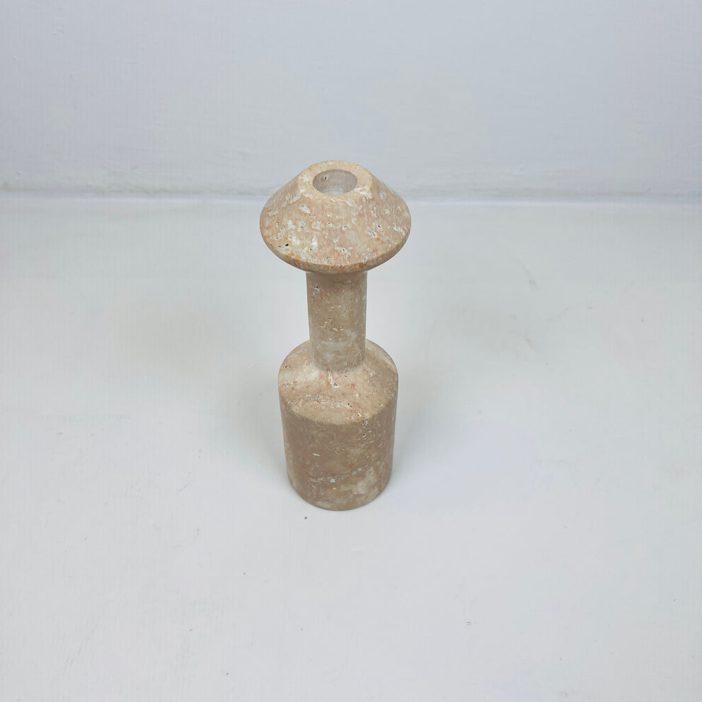 Long Bottled Light Red Travertine Candle Stand