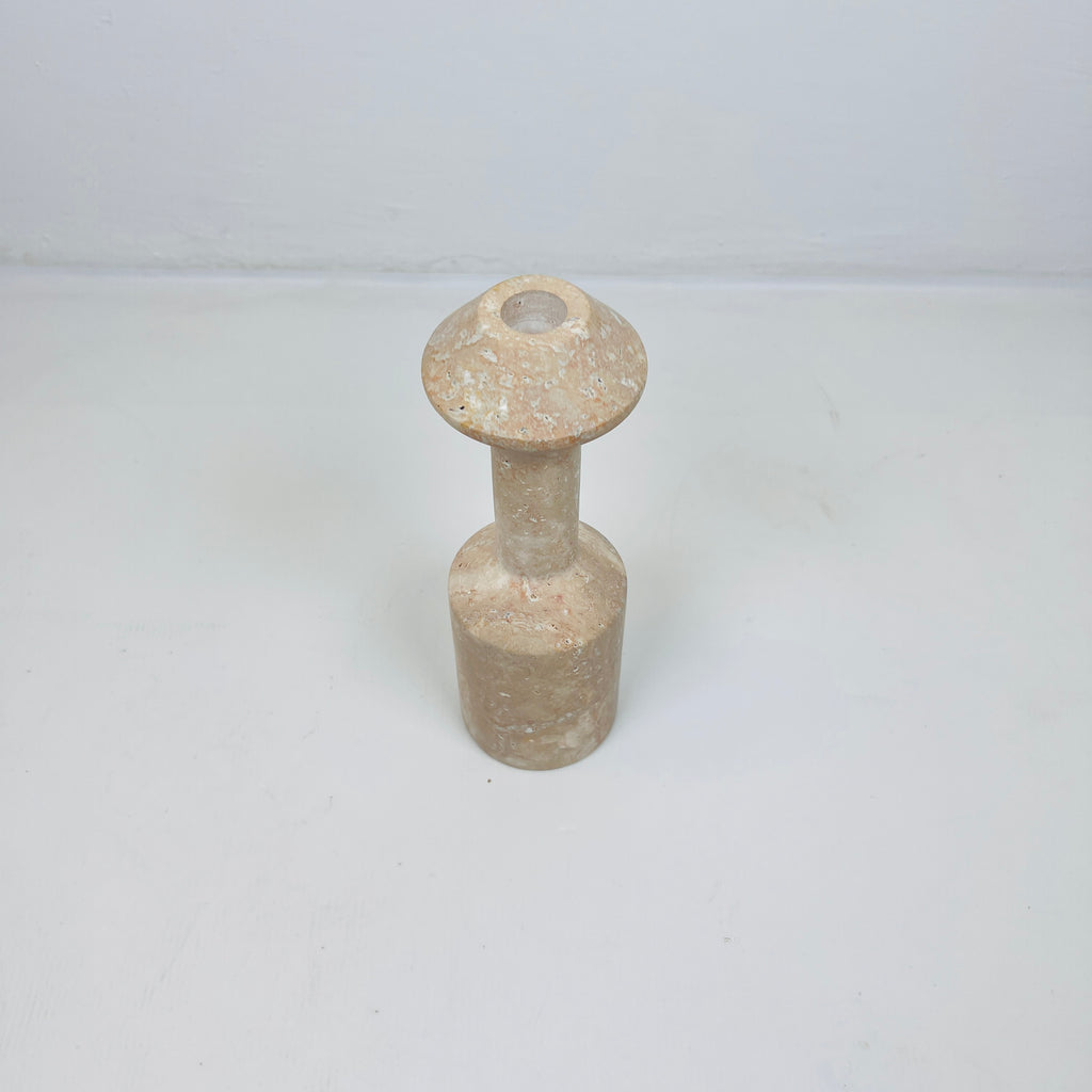 Long Bottled Light Red Travertine Candle Stand