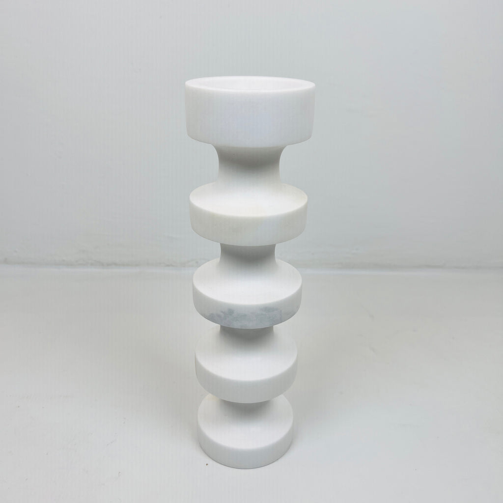 Stacked Disc White Marble Candle Stand (Medium)