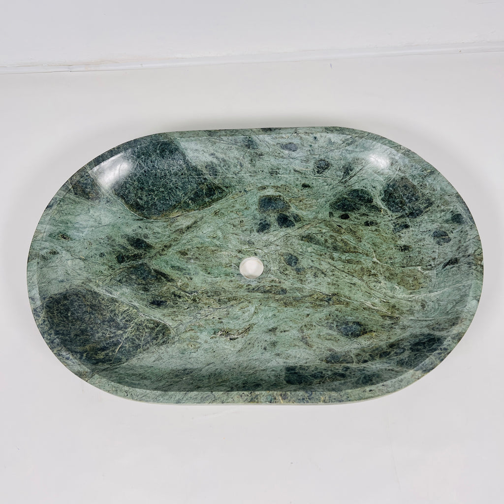 Oval Jungle Green Marble Sink