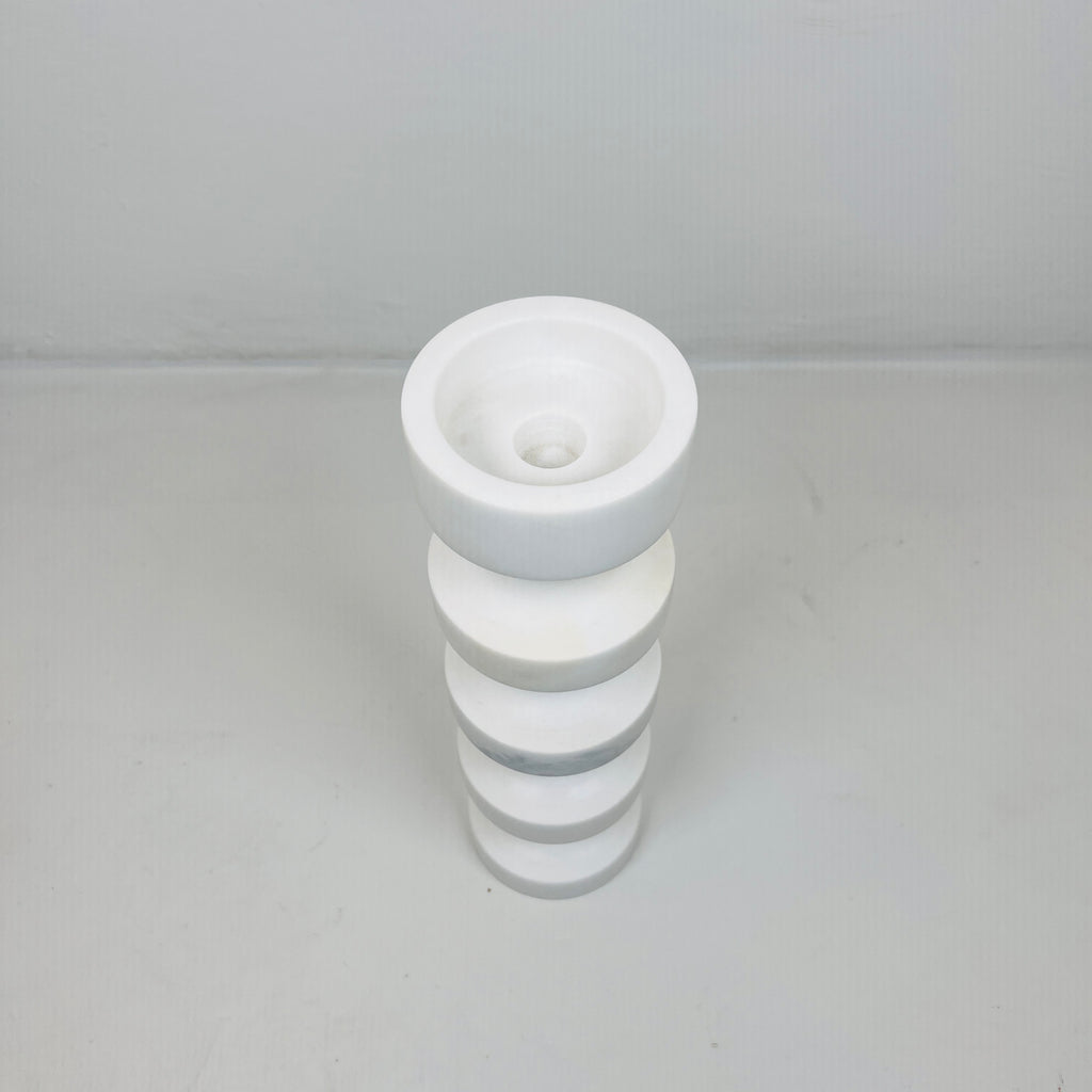 Stacked Disc White Marble Candle Stand (Medium)