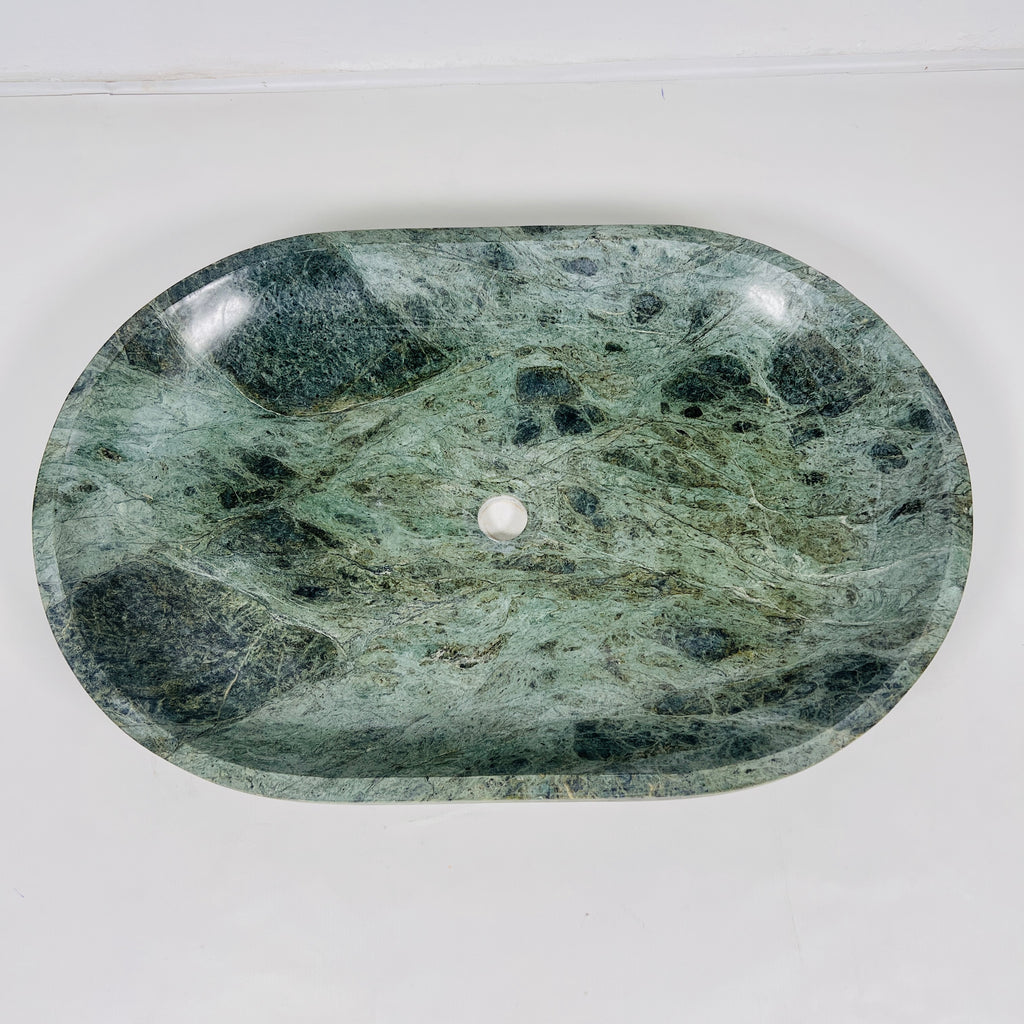 Oval Jungle Green Marble Sink