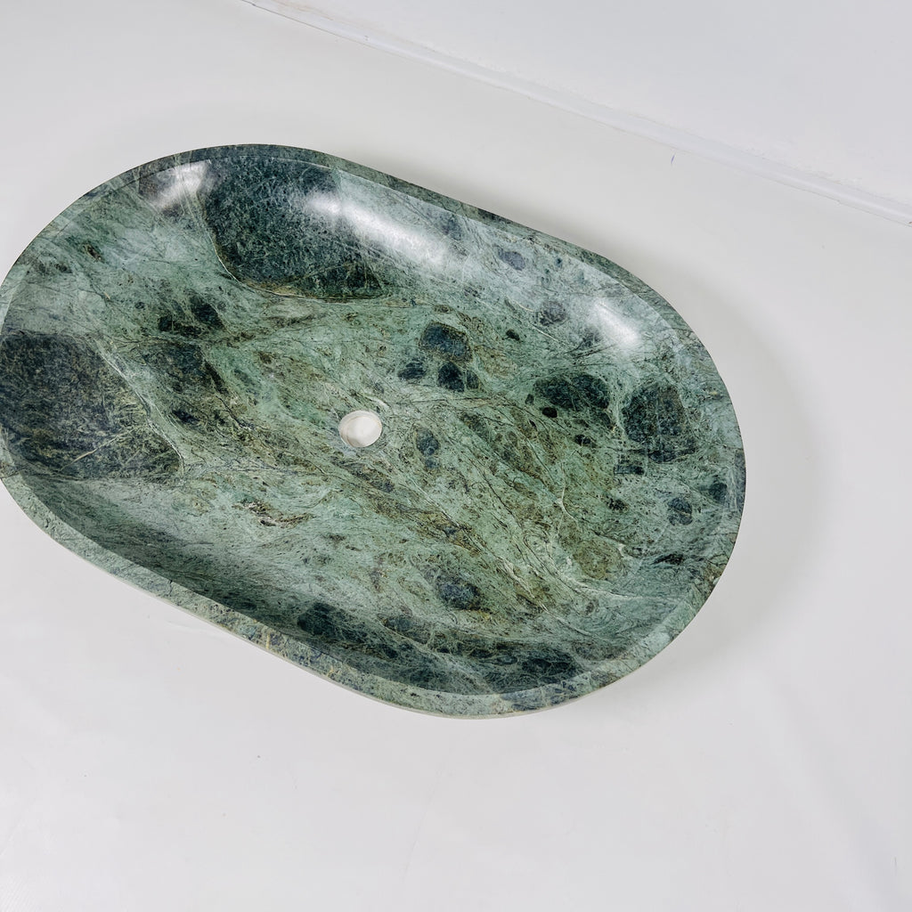 Oval Jungle Green Marble Sink