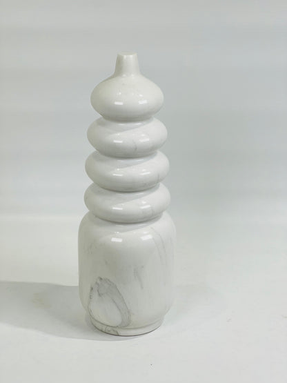 Ringed Ornament Bottle - White