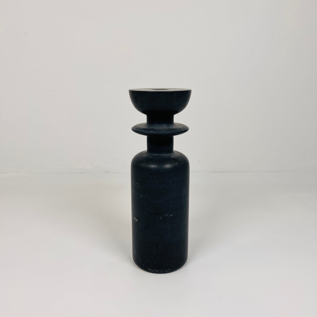 Ringed Bottle Black Marble Candle Stand