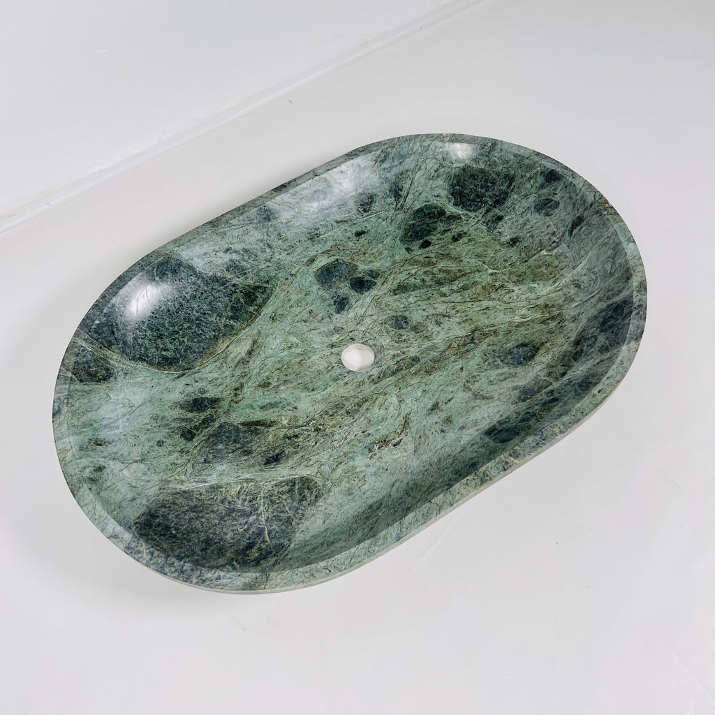 Oval Jungle Green Marble Sink