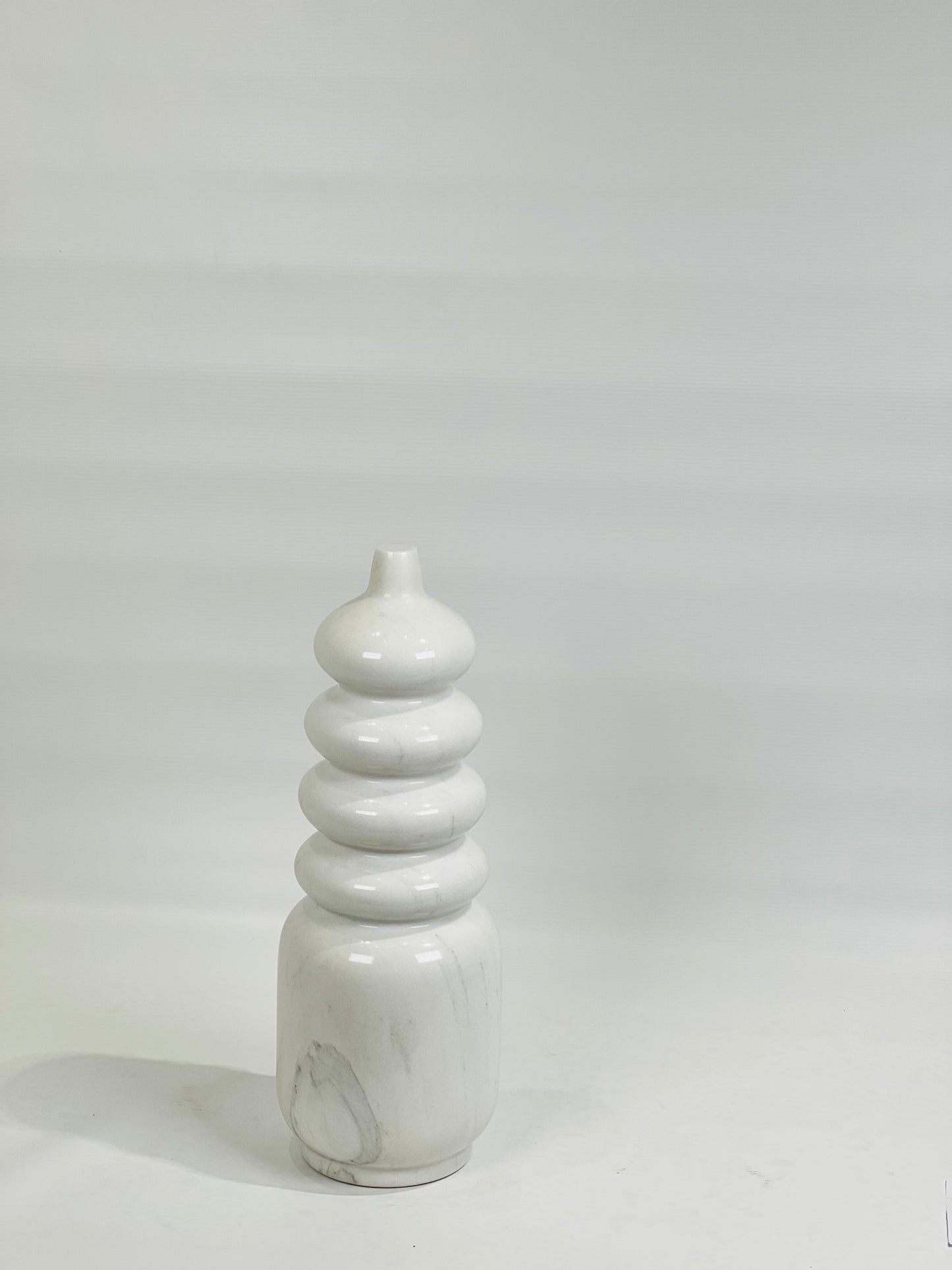 Ringed Ornament Bottle - White