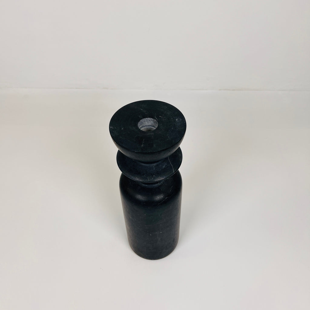 Ringed Bottle Black Marble Candle Stand