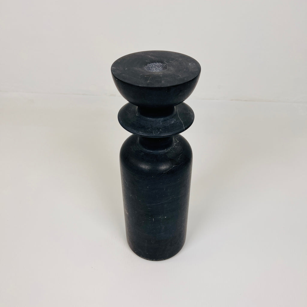 Ringed Bottle Black Marble Candle Stand