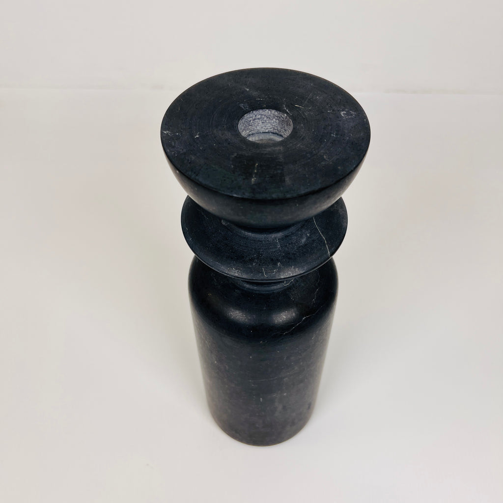 Ringed Bottle Black Marble Candle Stand