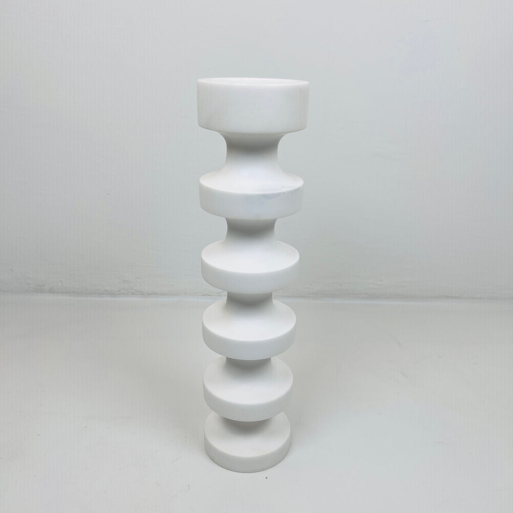 Stacked Disc White Marble Candle Stand (Large)