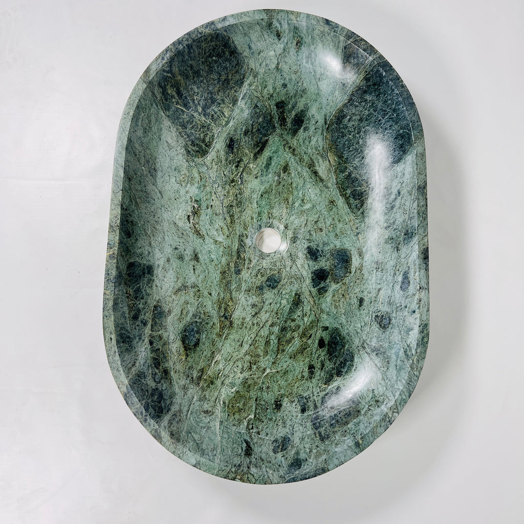 Oval Jungle Green Marble Sink