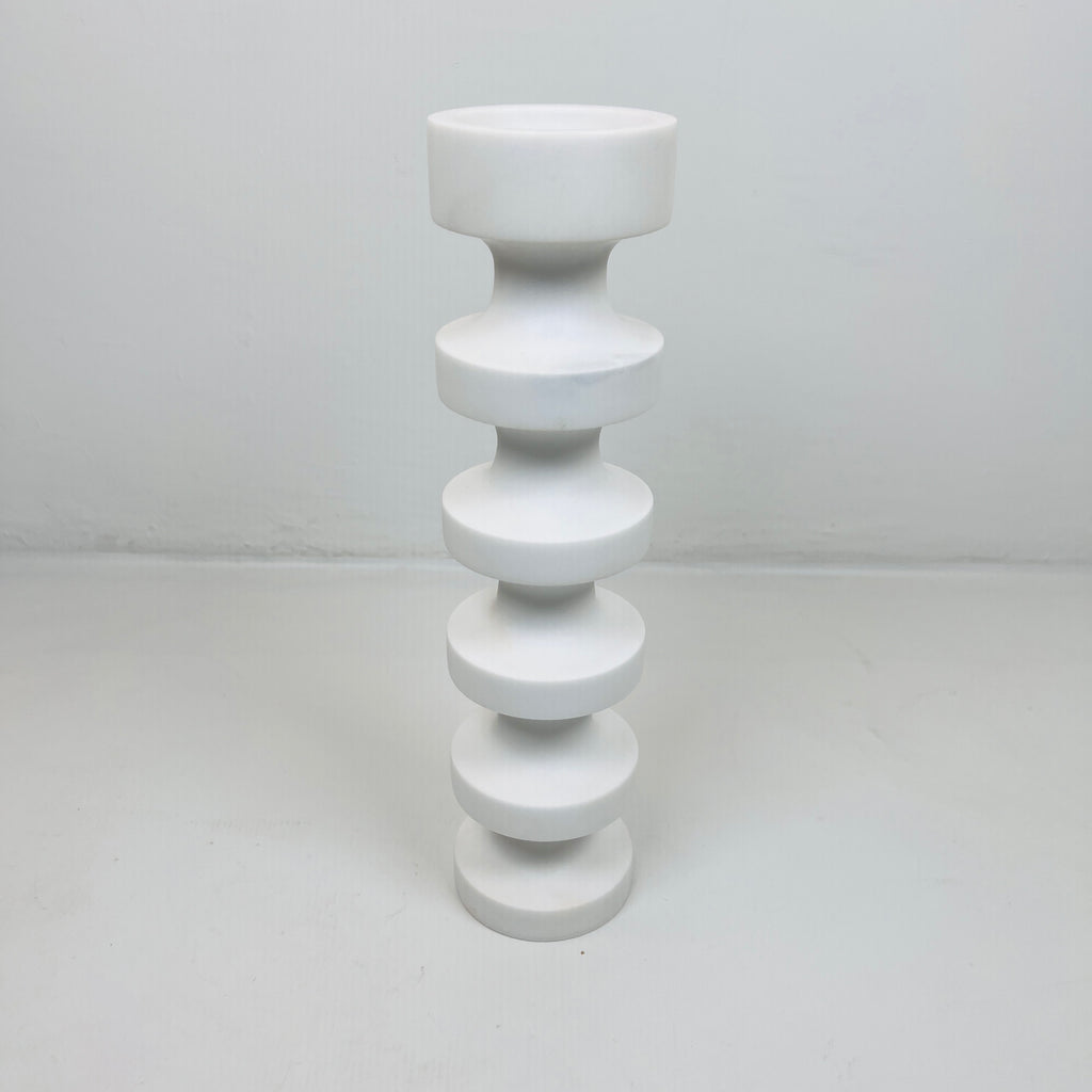 Stacked Disc White Marble Candle Stand (Large)