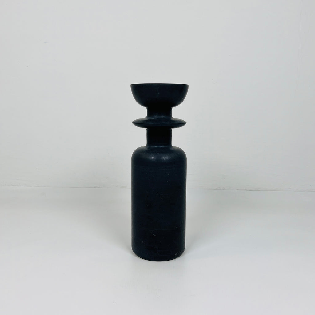 Ringed Bottle Black Marble Candle Stand