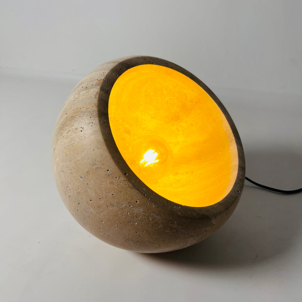 Travertine Stone Globe Lamp