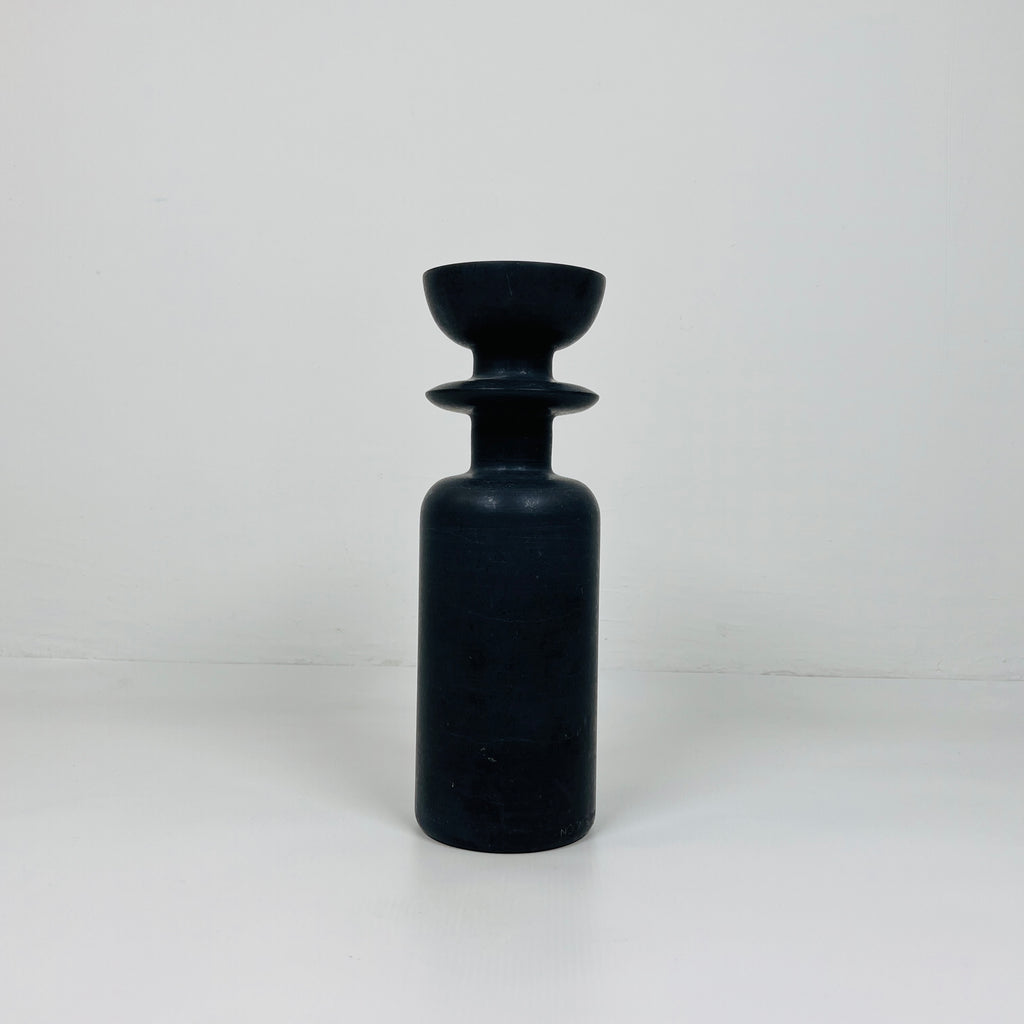 Ringed Bottle Black Marble Candle Stand