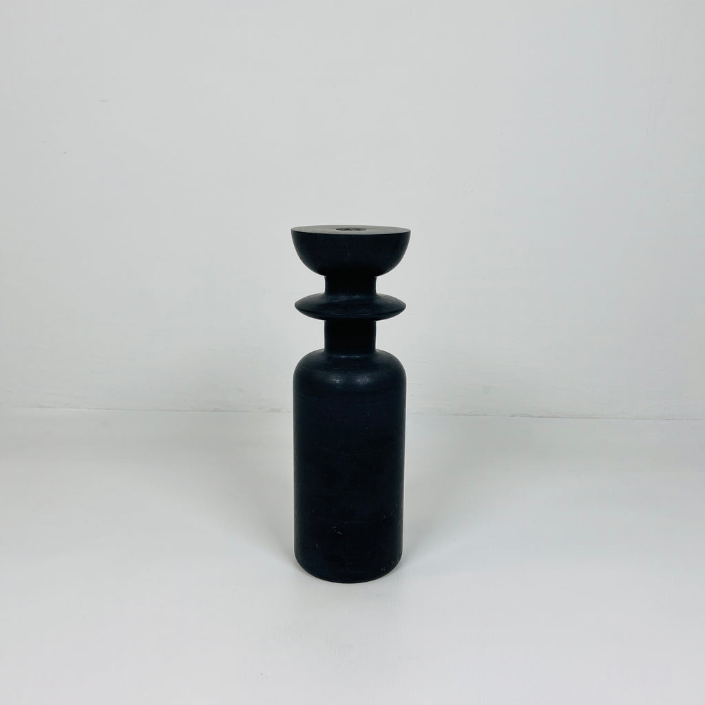 Ringed Bottle Black Marble Candle Stand