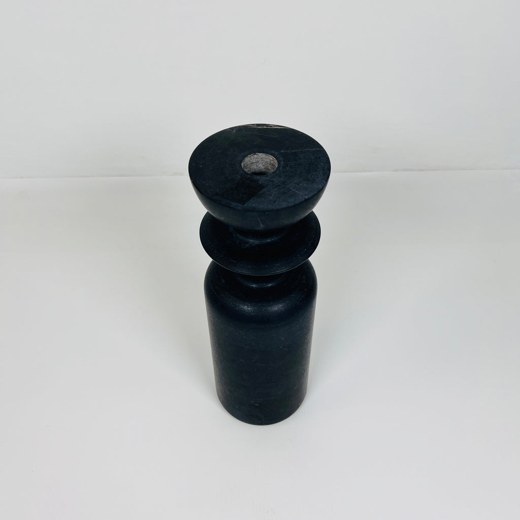 Ringed Bottle Black Marble Candle Stand